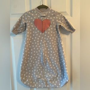 Gray & white heart polka dot fleece sleep sack